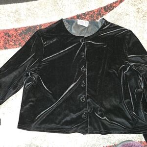 Vintage Black Velvet Button Jacket Robbie Bee Large